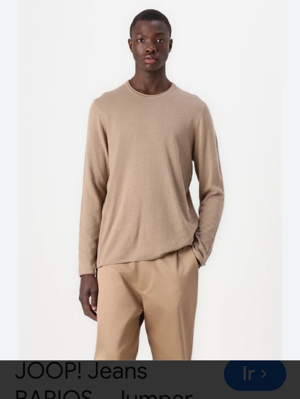 Boss Men's Taupe Crew Neck Tee